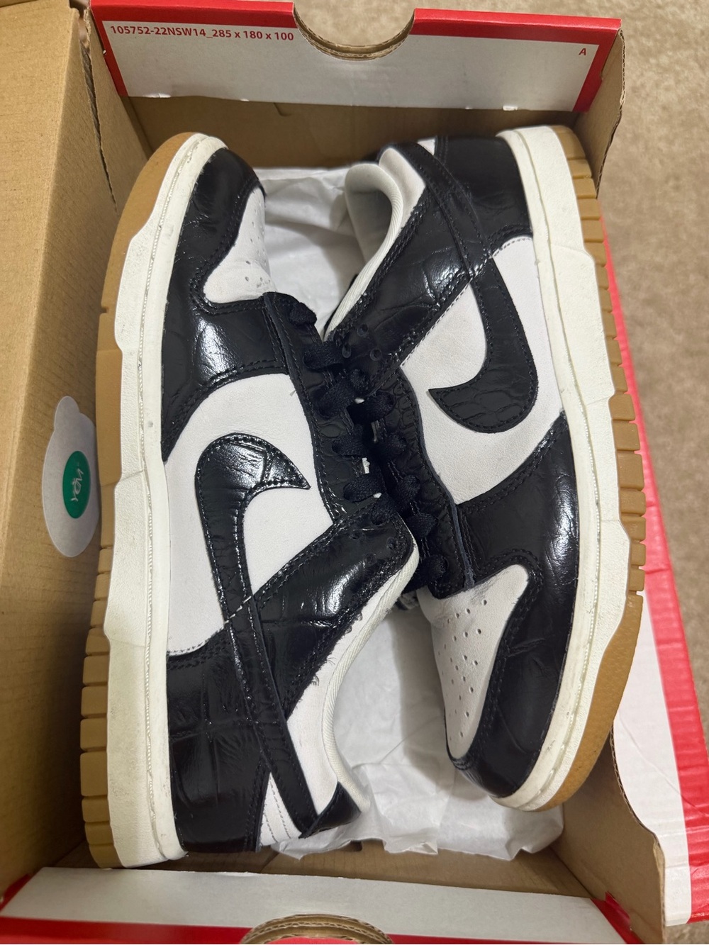 Nike Black and White Low-Top Sneakers with Gum Sole